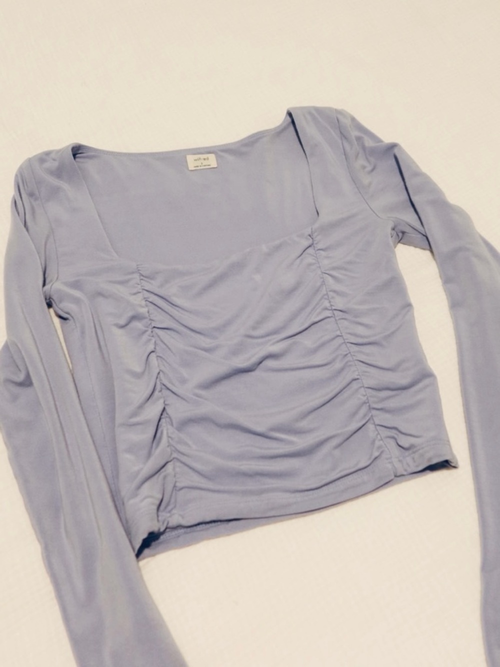 Aritzia Wilfred Ruched Square Neck Long Sleeve Top - Light Lavender
